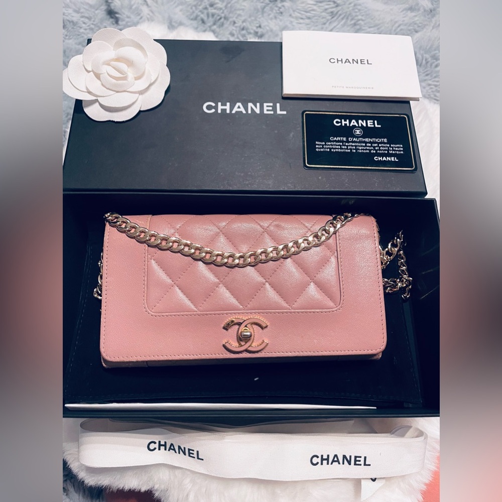 Pink Chanel Mademoiselle Wallet on Chain